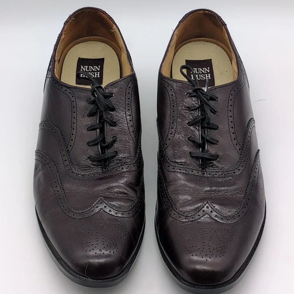 Nunn Bush Shoes Mens‎ Brown 12 Leather Wingtip Oxfords Dress Lace Up 73902
